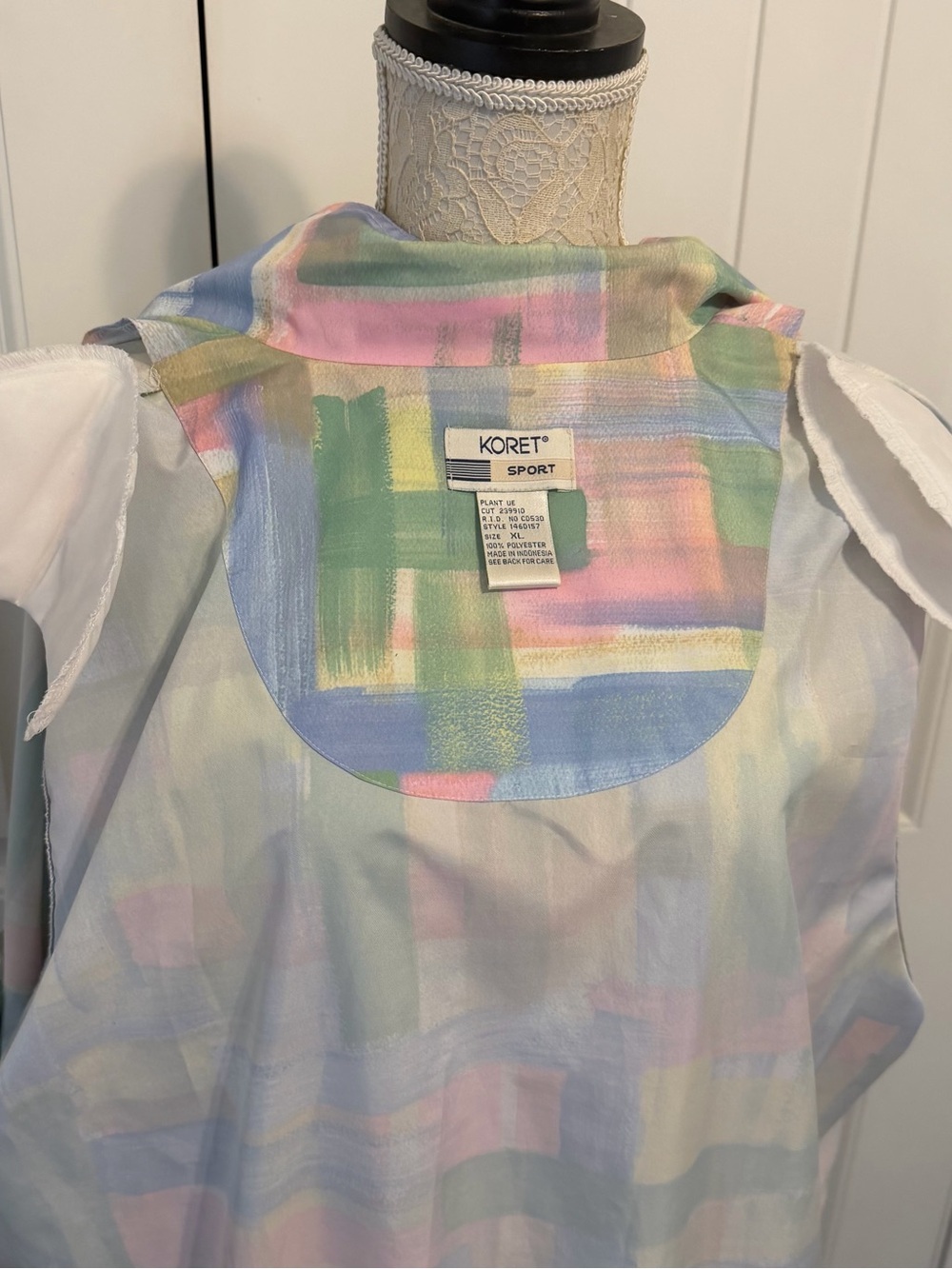 Vintage Koret Sport Pastel Brushstroke Zip Front Jacket Pockets Lightweight XL - Picture 5 of 7